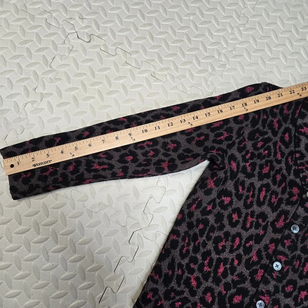Marc by Marc Jacobs Pink Metallic Leopard Print Wool Blend Cardigan Sweater S XS